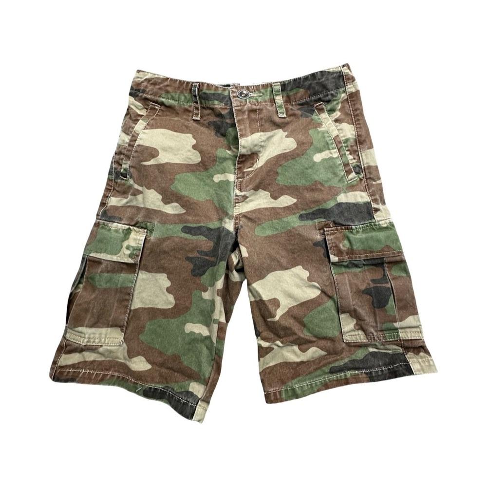 RVCA Cargo Shorts Boys 28 Green Camo Nature X Industry Woodland Utility Skate